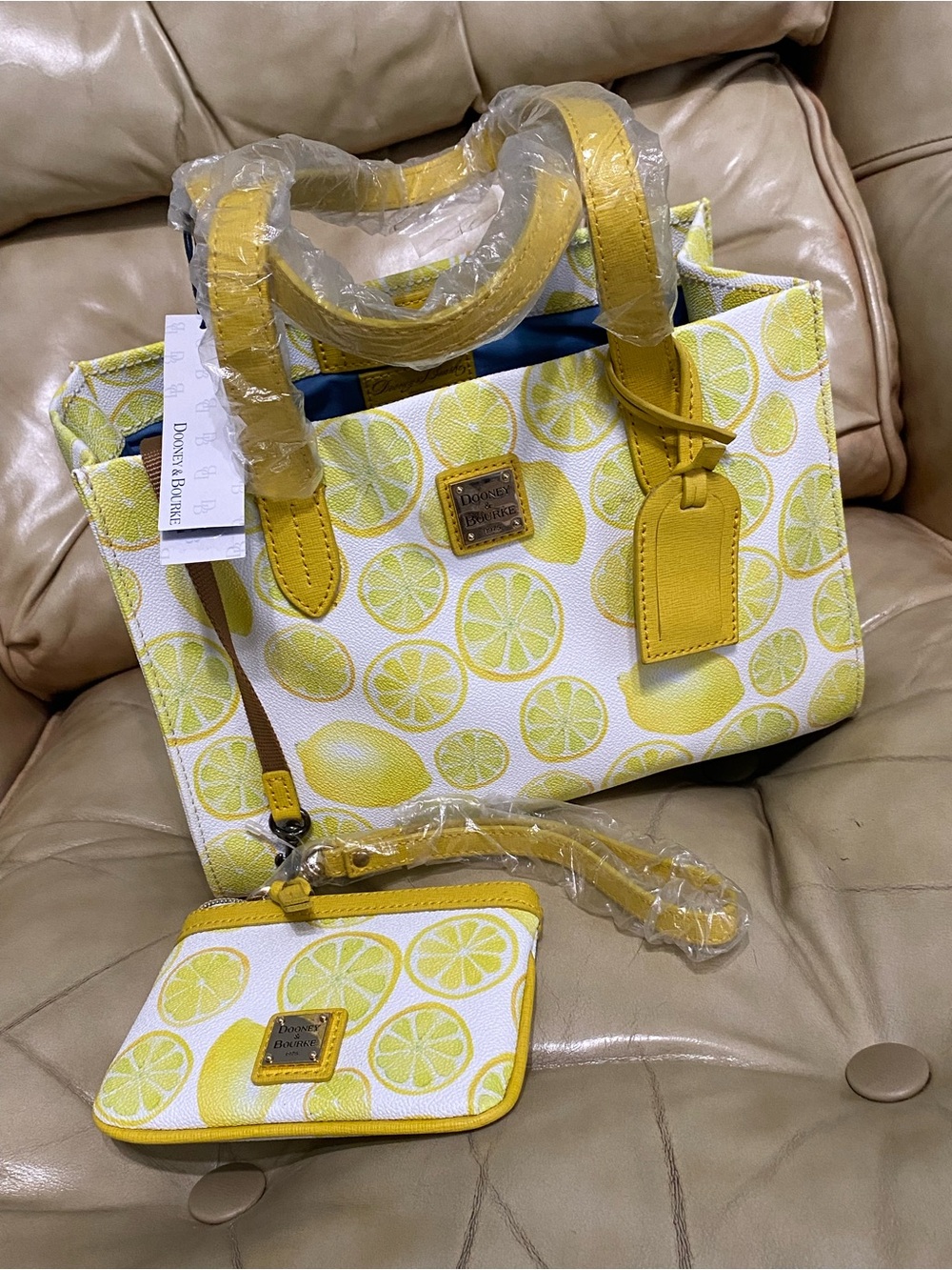 NWT Dooney & Bourke SMOKE SMELL! Limone Lemons Bag & Wristlet